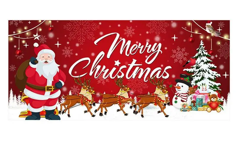 

Christmas Banners Transform Outdoor Space Winter Wonderland 13 x 6 Ft Christmas Durable Polyester Garage Door Cover for decor