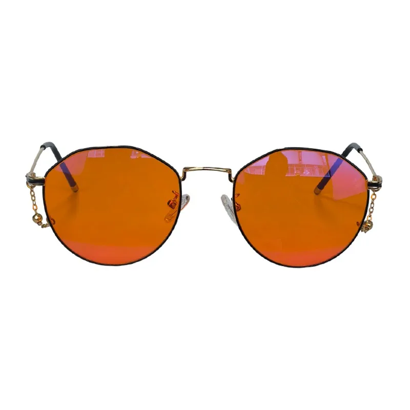 Orangefarbene Linse, Computer-Gaming, Nachtblaulicht-Filterbrille, Damen, verbessert Schlaflosigkeit, besserer Schlaf, Brille, Metallrahmen, klein – Detail 14