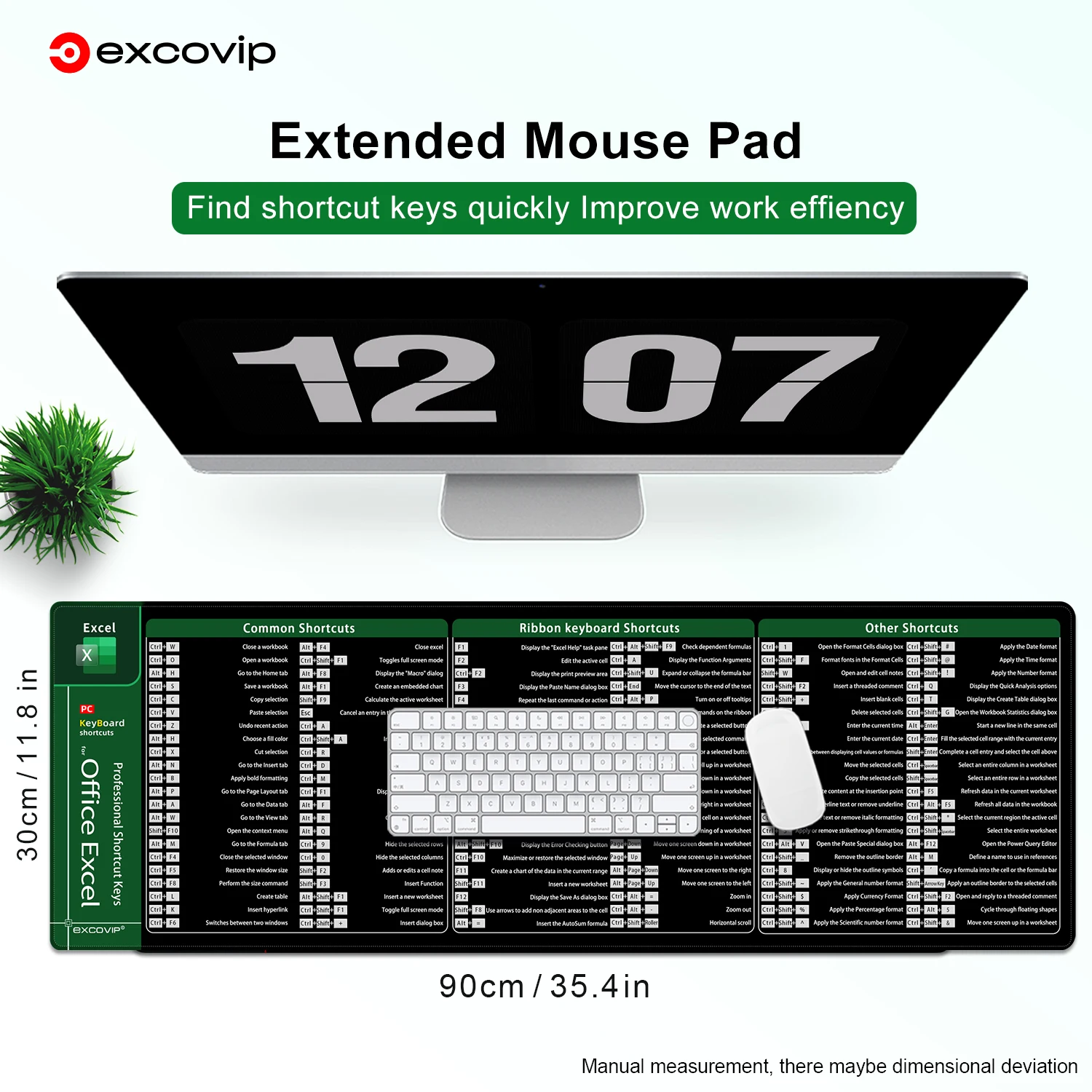 EXCO-Excel Grande Mouse Pad Estendido, Esteira de Mesa do Computador do Escritório, Teclado Grande Mousepad com Borda Costurada, Base Antiderrapante
