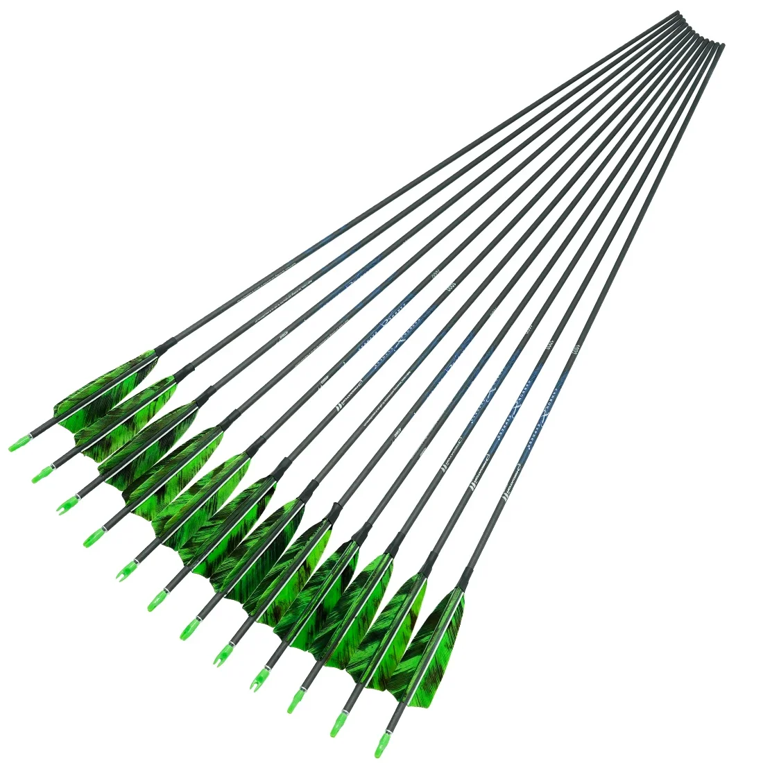 

Pure Carbon Archery Arrows, Turkey Feather, Point Bow and Arrows, Hunting Shooting, ID4.2mm, 4Inch, 80GR, 12Pcs