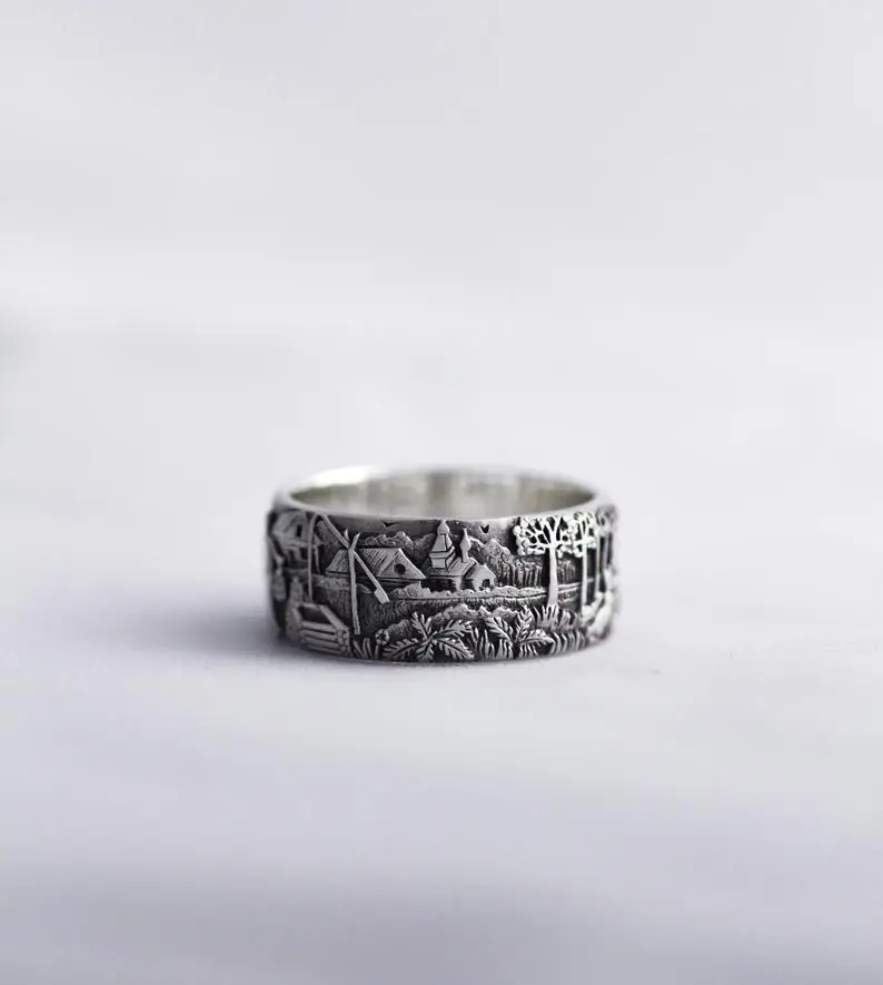 Silver Ring Fashion Wild Men and Women Ring Thailand 925 Silver Deer Forest Ring Hip Hop Style Jewelry
