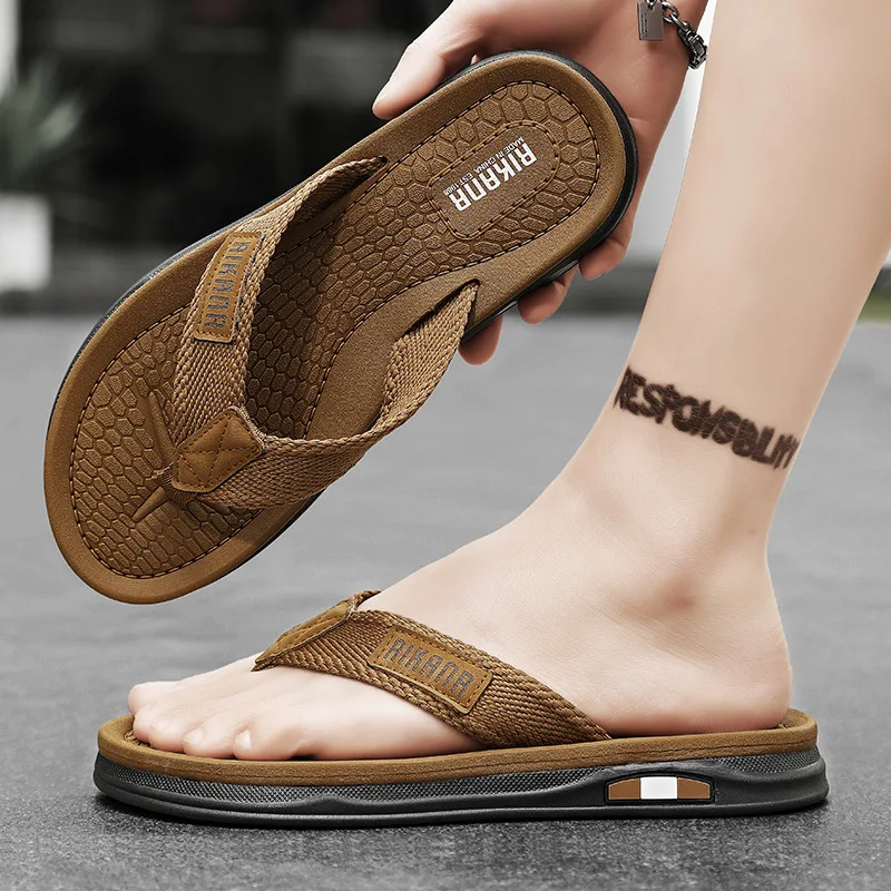 In the summer of 2026, the new flip-flops for men are designed to wear on the outside. They are anti-slip, pinch-toe, soft-soled