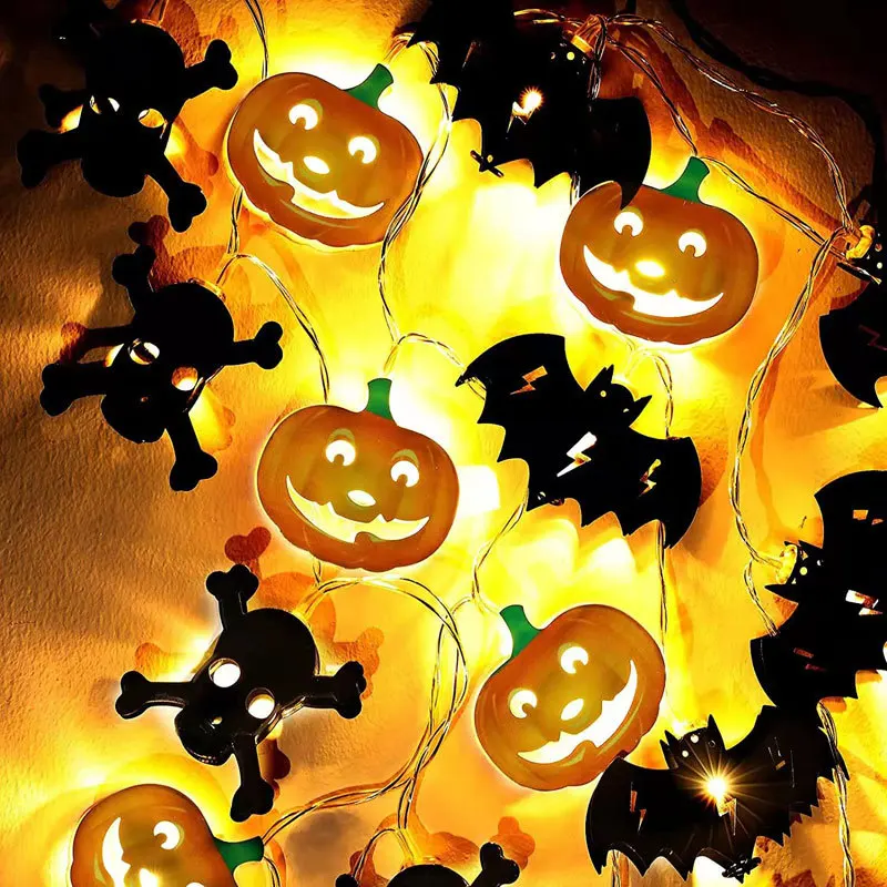 

20LED 30LED Halloween Pumpkin Bat Ghost Skull String Lights Lamp DIY Hanging Horror Halloween Decoration for Home Party Supplies