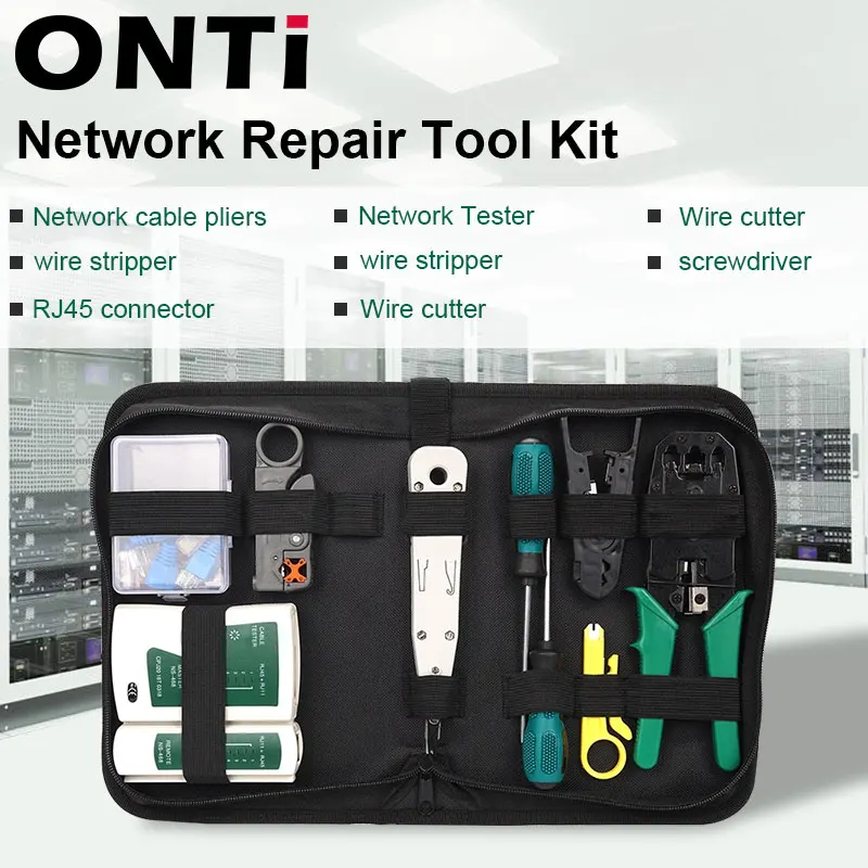 Onti-kit Ferramenta de Rede Profissional Ethernet Portátil Computador Manutenção Lan Cabo Tester Crimper Cutter Repair Conjunto com Bag