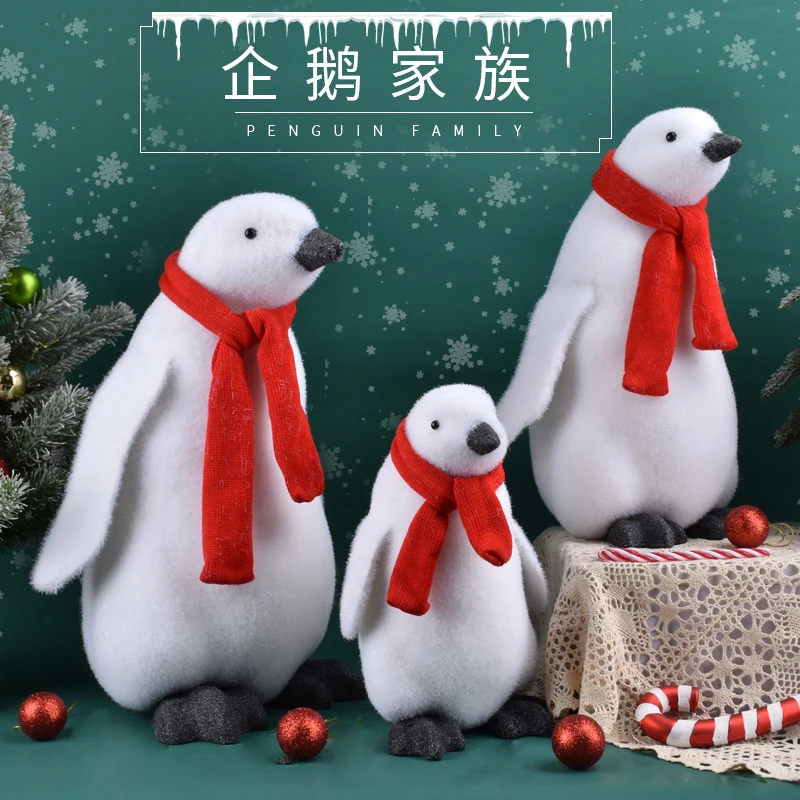 

Праздничные украшения, рождественские украшения для окон с Флокированным пингвином