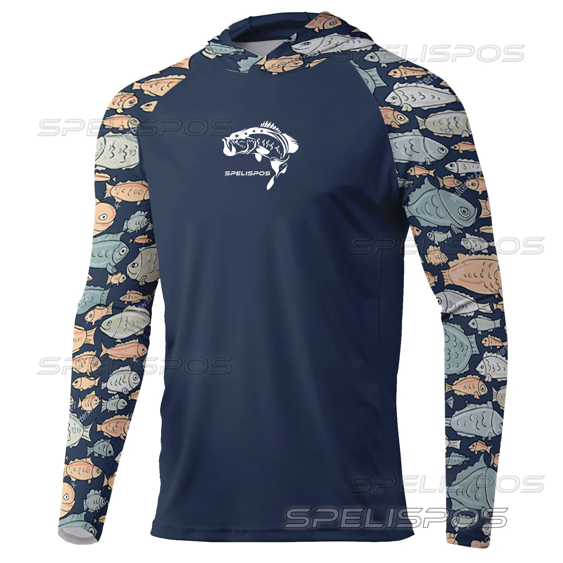 Spelispo-Sudadera con capucha para hombre, camisa de pesca de manga larga, transpirable, protección solar, ropa ligera para exteriores, UPF 50 +, sudadera para correr