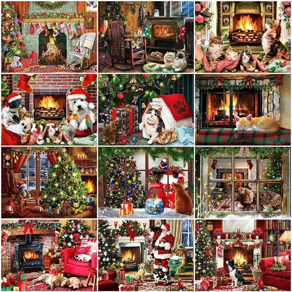 

5D DIY Diamond Painting Christmas Tree Cats Embroidery Mosaic Pictures Full Drill Rhinestone Cross Stitch Kits Living Room Decor