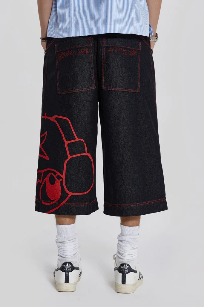 

New Fashion Summer Gym Shorts Men'S Street Pants Shorts Y2k Hip Hop Harajuku Style Anime Print Jeans Casual Basketball Short
