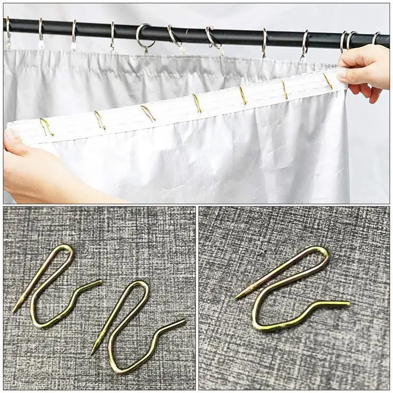 Shower Curtain Hooks Curtain Hooks 50pcs S-Shape Curtain Hooks Shower Rings Metal Hook Pin Steel Stainless Pins Drapery Slide Rail Door Hangers Bathroom Clips
