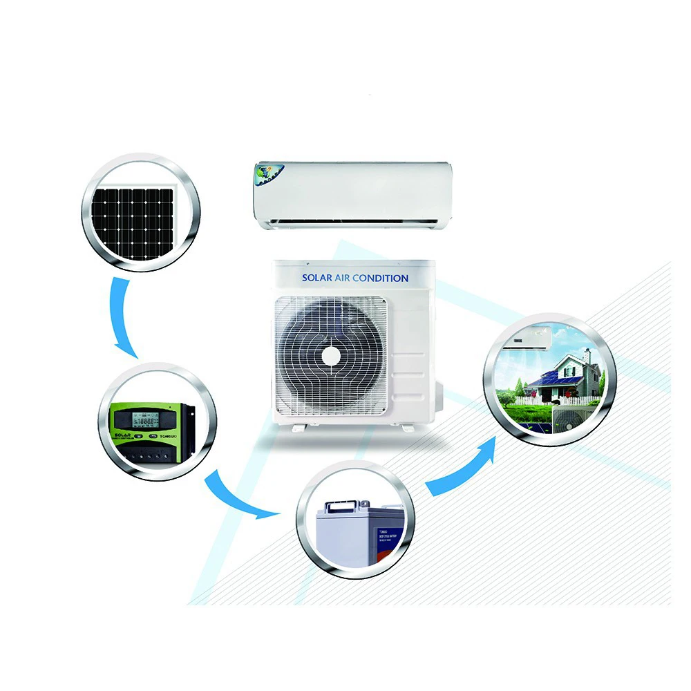 Solar Air Conditioner System 9000 12000 18000 24000BTU AC Cooling and Heating Hybrid Mini Split Air Conditioning for Home