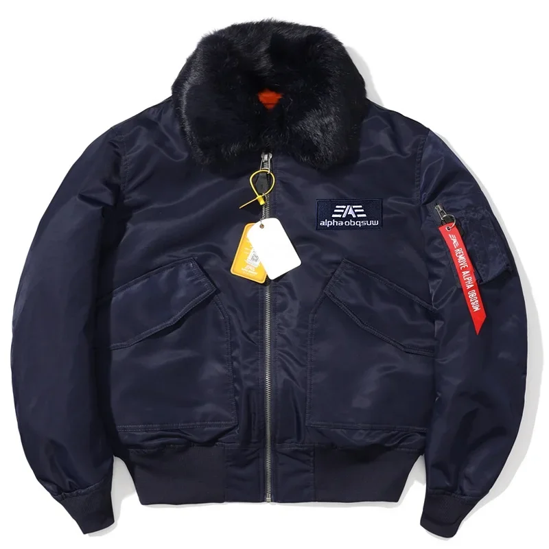 Alpha Martin Winter 45P men jacket men coat Flight Bomber Jacket Men's Casual Fur Collar Loose Baseball Outdoor Hunting