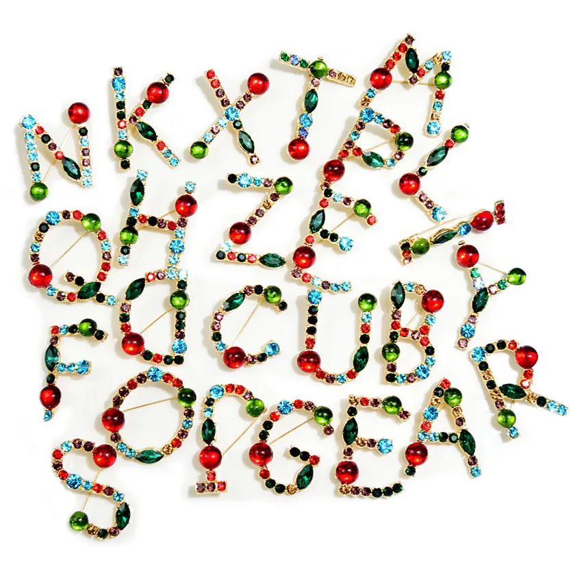 Cindy Xiang 26 Lettere Strass Alfabeto Spilla Lettera Pin Design Colorato Gioielli Di Moda Abc Pin Regalo Invernale Di Alta Qualità