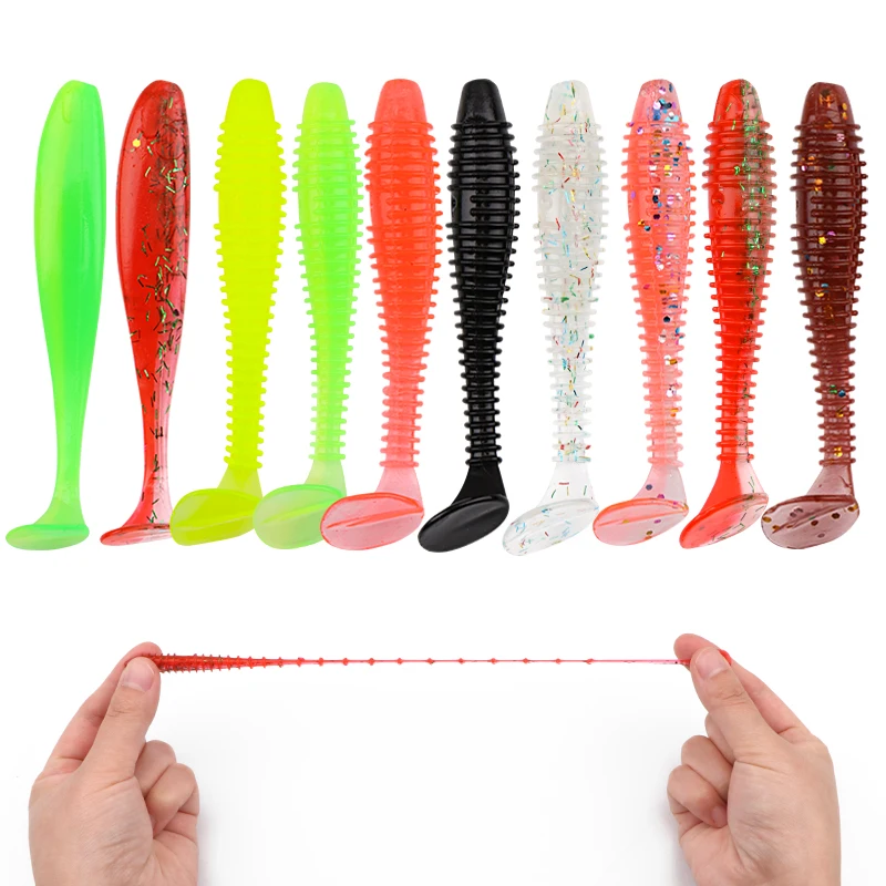 

TPE Material 10pcs Soft Lure Bait Fishing Sea Worm Swimbait Wobblers Streamer Silicone Lure spinnerbait accessories Artificial