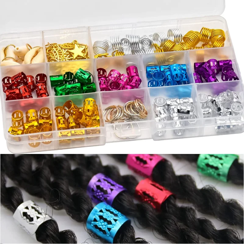 Hair Accessory Jewelry Accessories 100Pcs Dreadlocks Beads Hair Braid Rings Clips Dread Locks Hair Braiding Metal Cuffs Rings