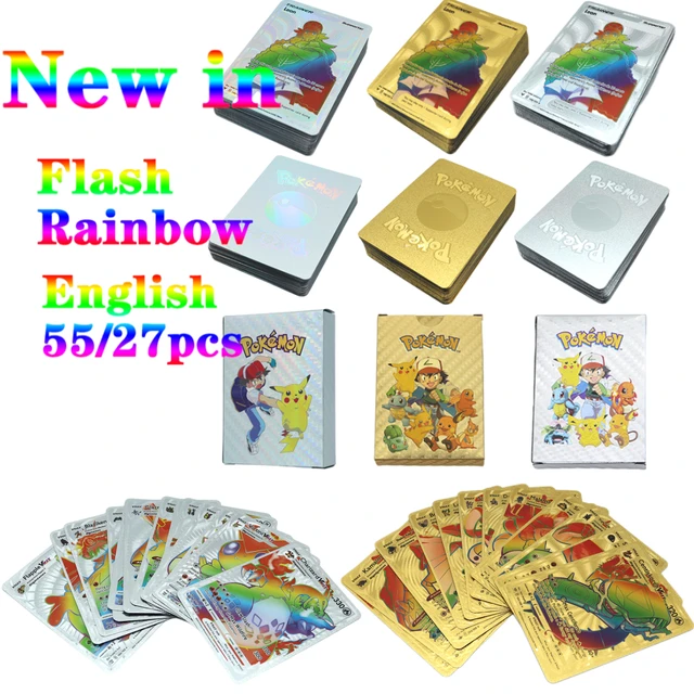 Cartas Pokémon Metal Cartas Pokémon Espanholas, Cartas Pokémon Espanholas  Originais, 27 peças, 54 peças - AliExpress