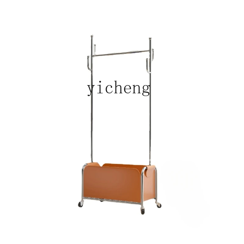 

ZC Floor Hanger Bedroom Stainless Steel Leather Pocket Shelf Metal Home Mobile Nordic Clothes Rack