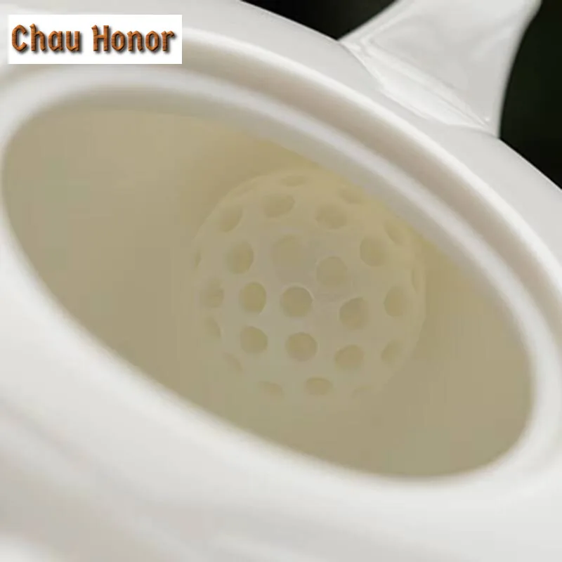 200ml Boutique White Porcelain Teapots Handmade Household Kungfu Teaset Ball Hole Filtration Beauty Pot Tea Ceremony Accessories