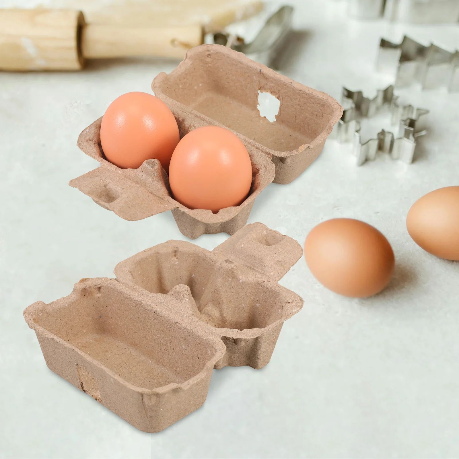 Kitchen Storage Rack 25 Pcs Egg Cartons For Chicken Eggs Pulp Tray Lid Organizer Fridge Office Natural