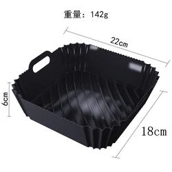 Premium Non-Stick Silicone Air Fryer Basket Liner - BPA Free Cooking Accessory (L Black)