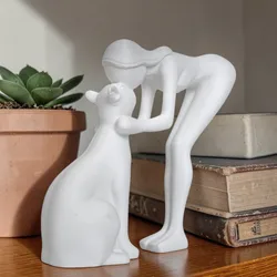 Abstract Pet Companion Sculpture - Modern Art Decor & Interactive Craft Gift (WHITE)
