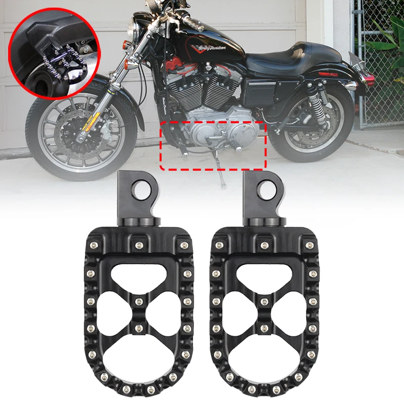

For Harley XL883L XL883N XL883R XL1200L XL1200N XL1200R Accessories 2pcs Motorcycle Footpegs Rotating Offroad Style Footrests