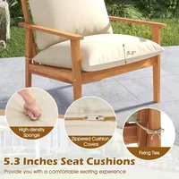 4 Pieces Garden Sofa Set, Outdoor Acacia Wood Conversation Set with Soft Cushions and Coffee Table, Outdoor Sectional Sofa Set 2