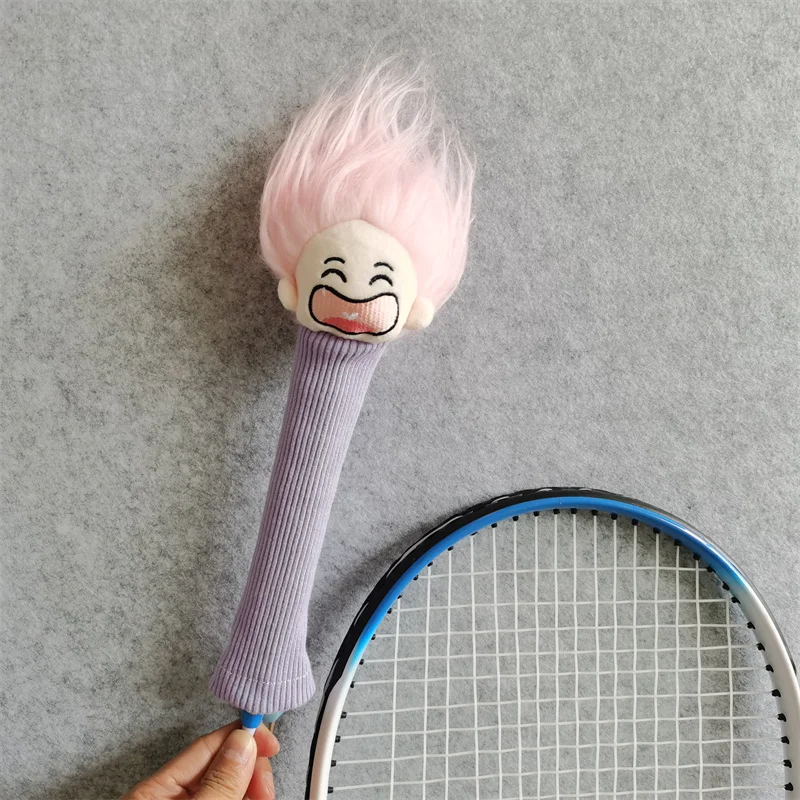 Happy Girl Badminton Racket Handle Cover Plush Doll Grip Protectors Handcraft Gift