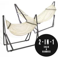 2 in 1 Hammock and Swinging Chair with Collapsible Steel Stand 450 lbs Capacity- Carrying Case, Portable & Adjustable 2