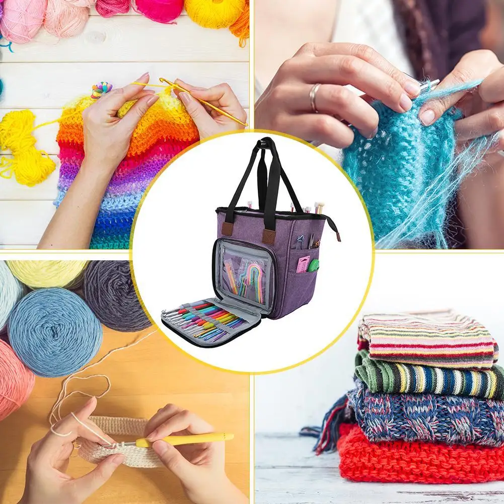 Knitting Bag Organizer Yarn Storage Case For Crocheting Hook Knitting  Needles Wool Storage Tote Bag For Women - AliExpress