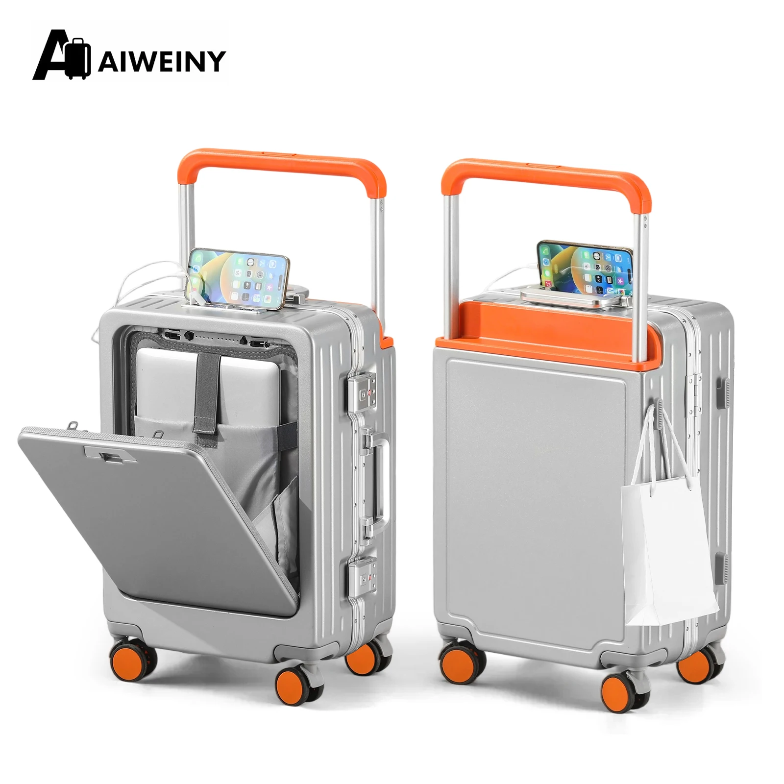 AIWEINY Aluminum Frame Luggage - Military Grade Pressure Resistance, Baby-Safe Lining, 30% Larger Capacity with Dual-Door Design 1