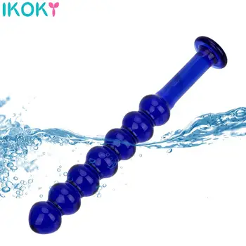 IKOKY Anal Plug Glass Dildo Pyrex 7 Beads Crystal Balls Sex Toys for Women Men Fake Penis Butt Plug Prostate Massage 2