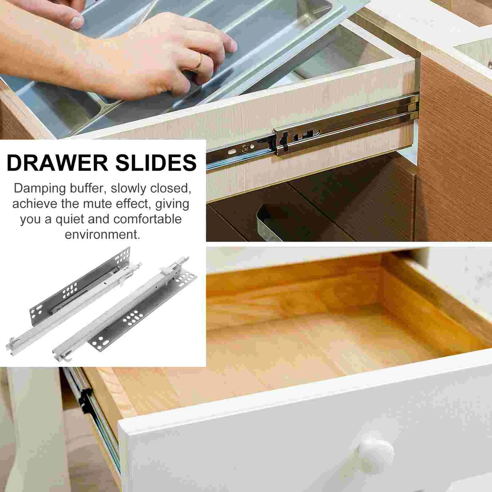 Heavy Drawer Hidden Slides Kitchen Cabinets Track Cold Rolled Steel Rail 2 Pcs drawer slides