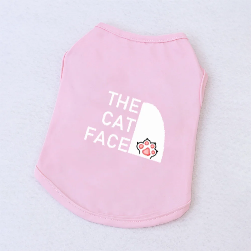 1개 반려동물 조끼, 텍스트 프린트 여름 통기성 고양이 옷, 시암 고양이, 래그돌 실버 타비 조끼