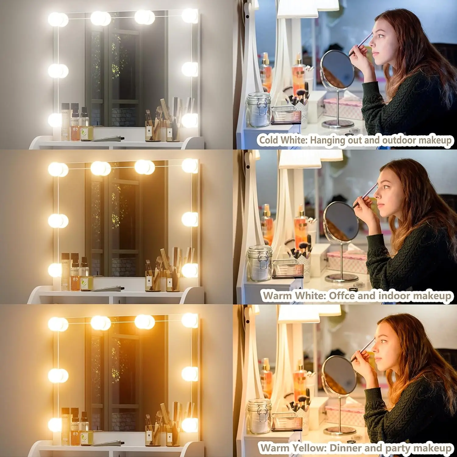 Vanity Desk with Mirror and Lights 23.6" Small Makeup Vanity Table Set with Storage Drawer 3 Lighting Modes Adjustable Brightnes