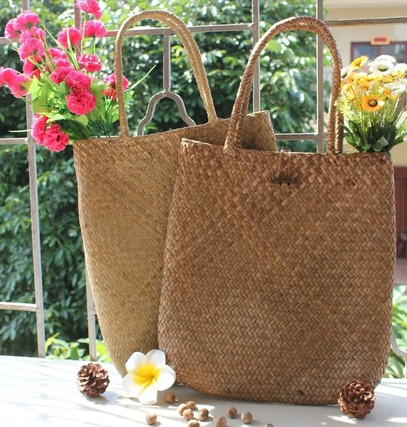 Women Fashion Designer Lace Handbags Tote Bags Handbag Wicker Rattan Bag Shoulder Bag Shopping Straw Bag