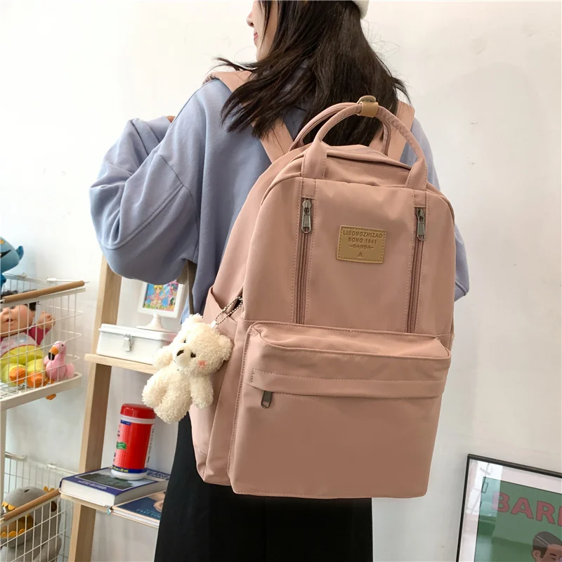 

Teenage Girl Computer Backpack Bolsas Backpacks For Students Designer Bag Korea Multifunctional Double Zipper Kawaii Women Bags