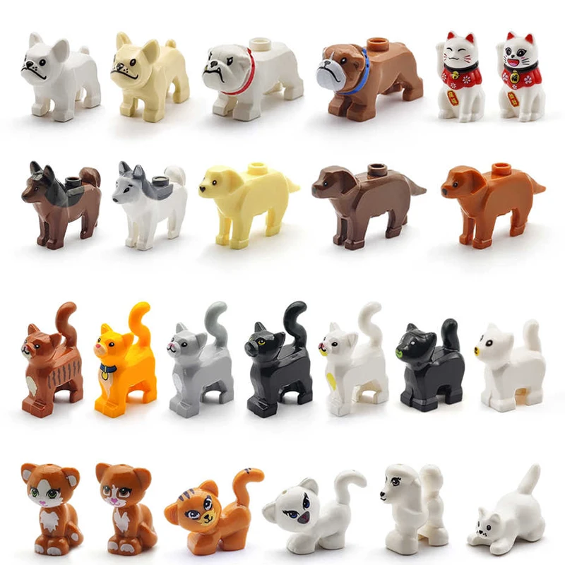 MOC 동물 장면 빌딩 블록 고양이 개 양 돼지 닭 독수리 앵무새 돌고래 동물원 프람 액세서리 DIY 장난감 브릭 T14