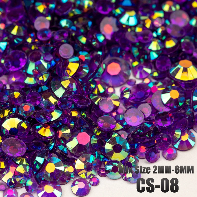 VDD 30g/100g Mix Größe 2-6mm Harz Strass Kristall Farbe AB Flatback Kunststoff Großhandel für DIY Nail Art Handwerk Dekorationen – Detail 10