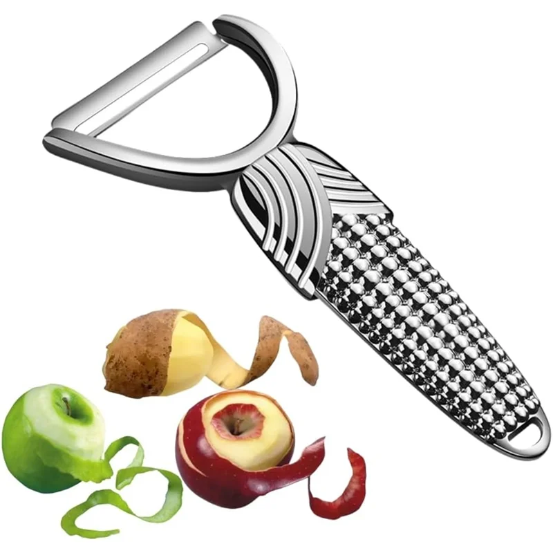 SOFT-Silver Swivel Vegetable Peeler-Widened Handle& Stainless Steel Blades For Potatoes, Carrots, Fruits-For Veggie