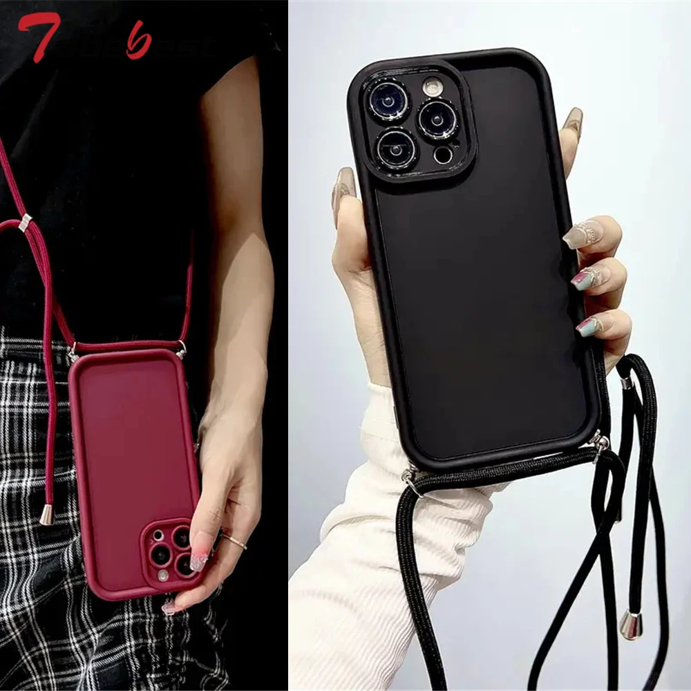Crossbody Adjustable Lanyard Strap Rope Case - Soft Silicone Cover