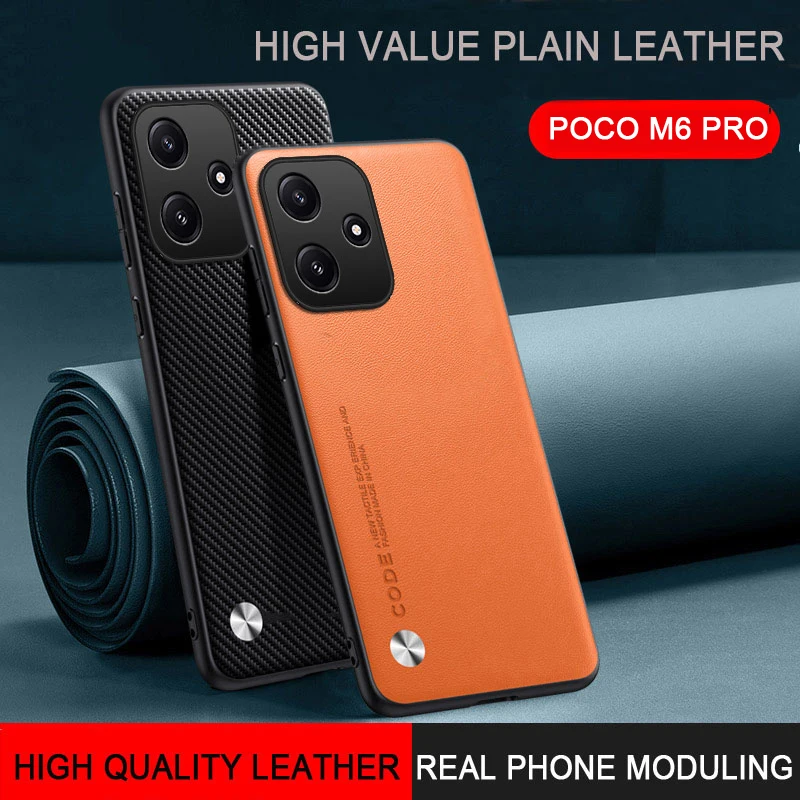 

Чехол из гладкой кожи для Poco M6 Pro, задняя крышка для Poco X5 X5 Pro/Poco F5/Poco F5 Pro, мягкая кожаная рамка для защиты камеры Poco M6
