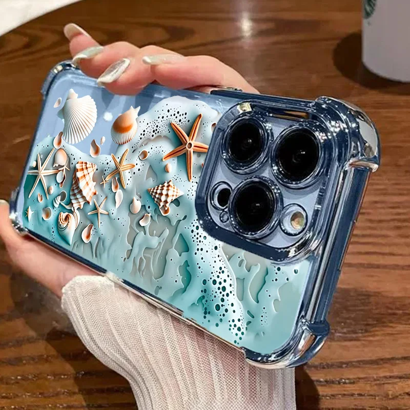 Blue Ocean Animal Turtle Whale Plating Clear Phone Case Cover