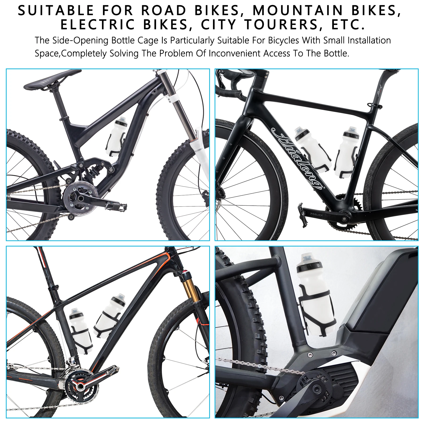 Bicycle water bottle cage hualong left right side load water bottle cage holder road mountain bike holder