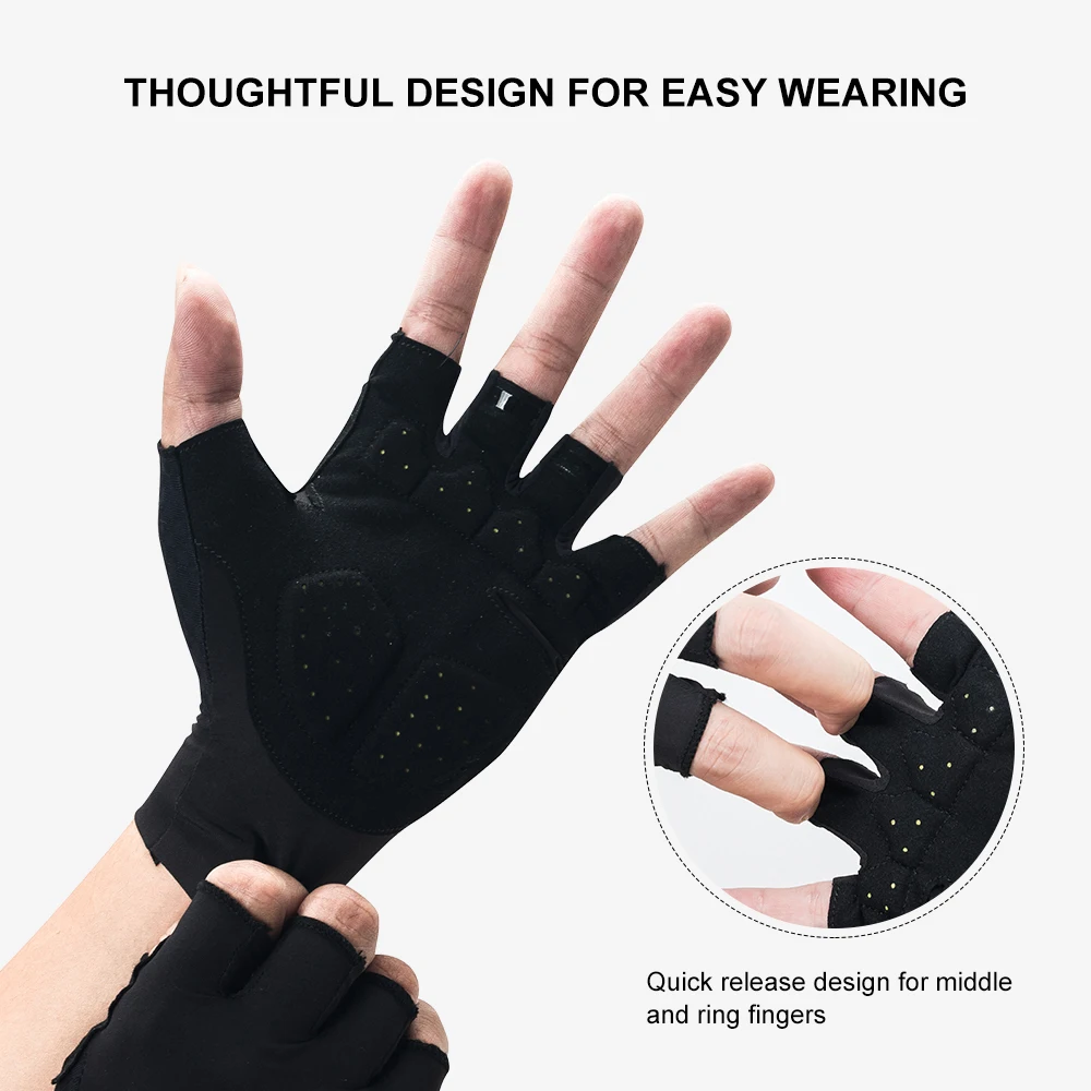 Cycling Gloves Half Finger Men Women Breathable Anti Slip Gloves with PORON XRD Anti Shock Pad