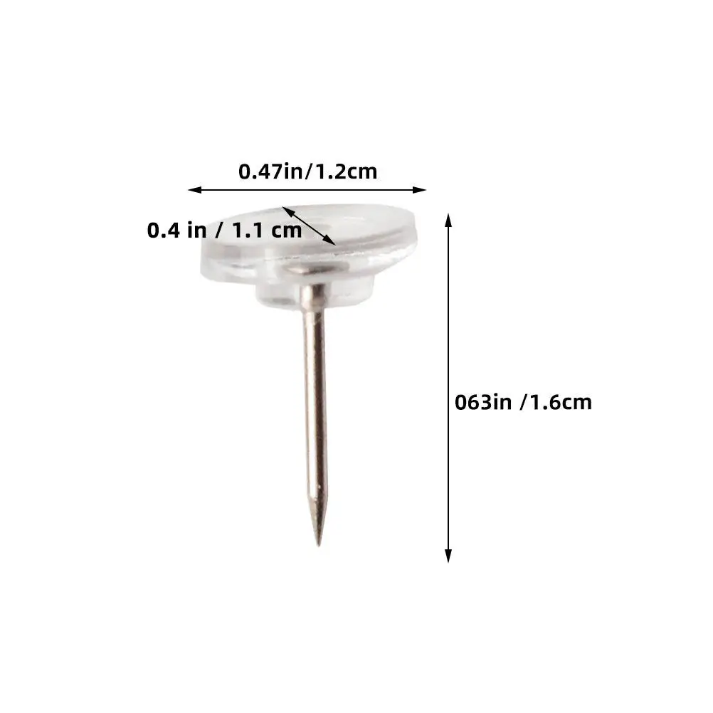 50개입 투명 플랫 원형 푸시핀, 게시판, 코르크 스트립, 지도 표시, 사무실, 가정, 그림 용지, 사진용 인체공학적 썸 탭
