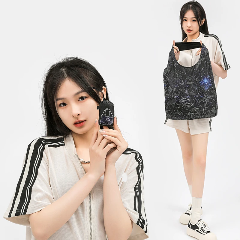 Polybye Super light Reusable Tote bag Eco-friendly Recycle Polyester Foldable Shopping Bag Handbag Grocery Bag constellation 4