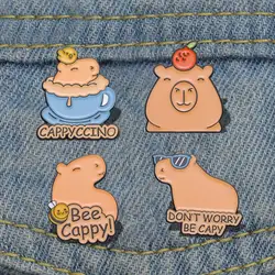 Cute Capybara Enamel Pins Custom Don't Worry Be Capy Brooches Lapel Badges Cartoon Animal Jewelry Gift for Kids Friends