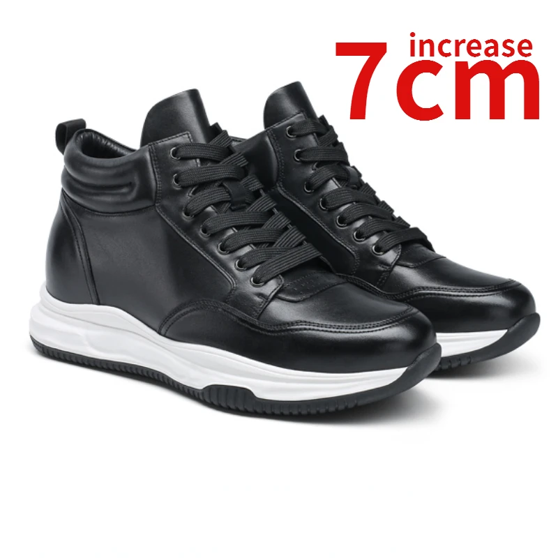 

Inner Height Increase 7CM Invisible Shoes for Men Autumn/winter Thick Sole Genuine Leather High Top Sports and Casual Shoes Male
