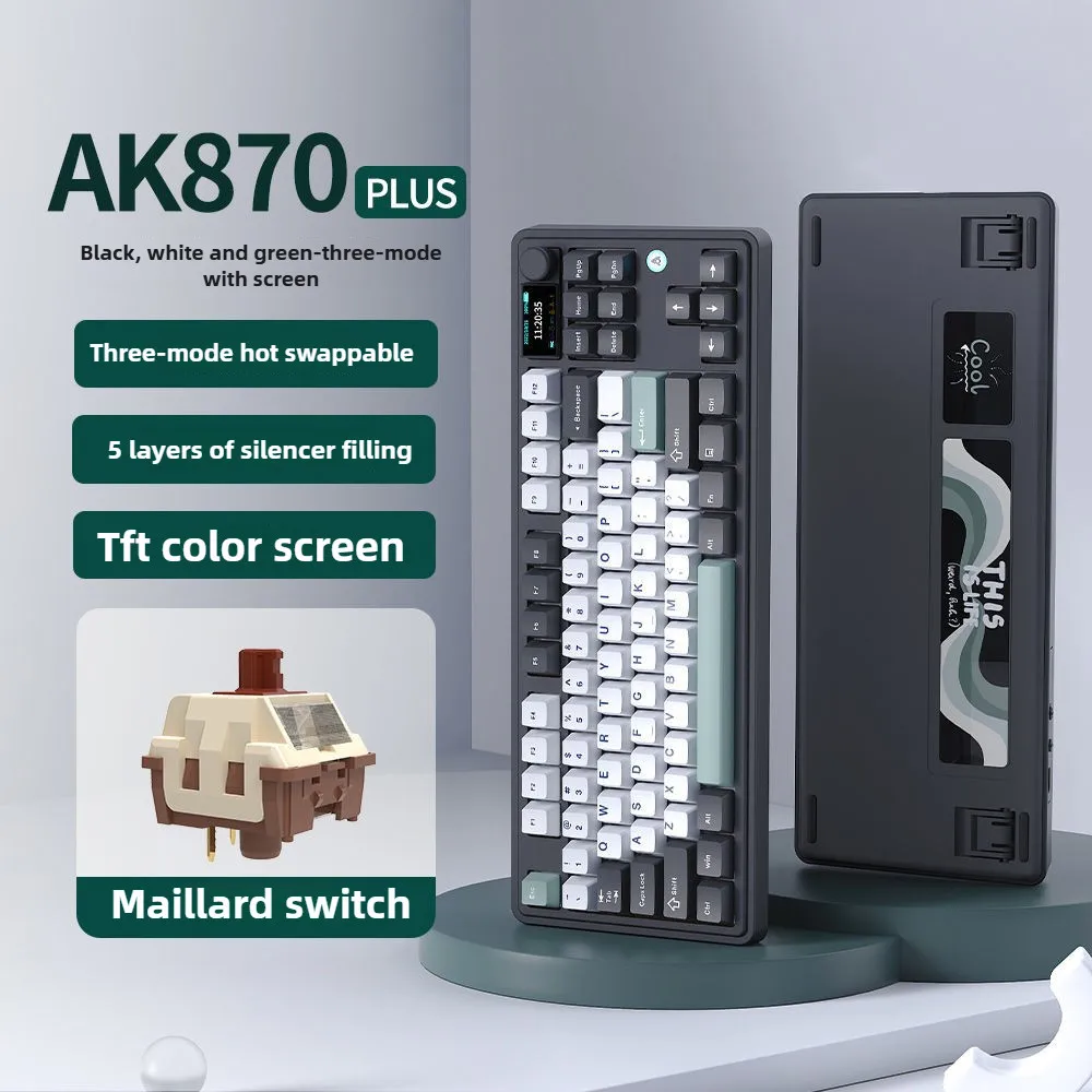 AK AK870 Plus Keyboard - Compact 87 Keys TKL Design with Hot-Swap