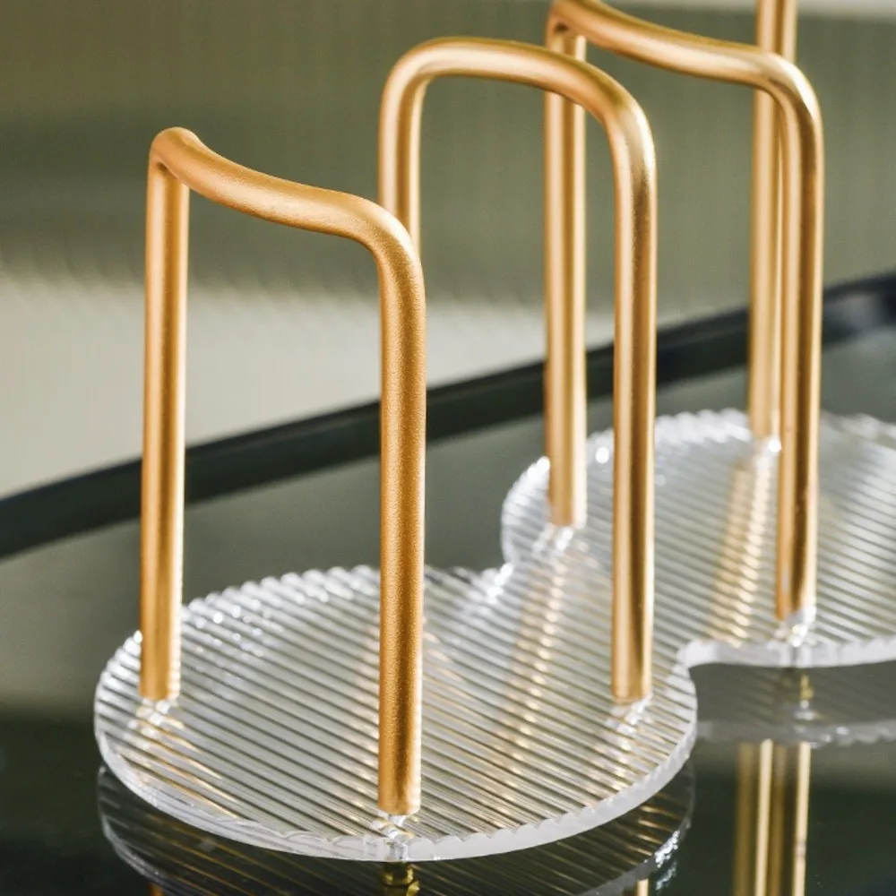 1PC Acrylic Cup Dispenser With Stylish Stripes Clear Paper Cups Holder For Rinsing Cups Bathroom Vanity Mug Racks